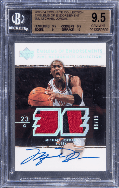 2003-04 UD Exquisite Collection Emblems Of Endorsement Michael Jordan Signed Game Used Patch Card