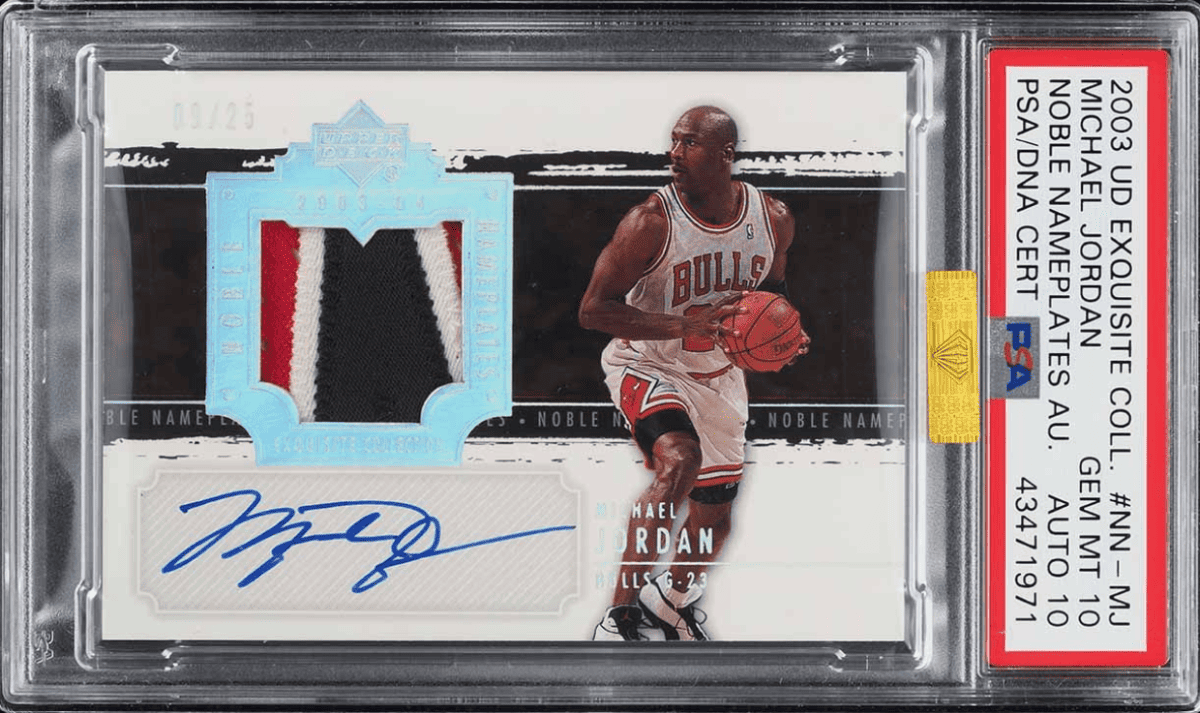 2003 Exquisite Noble Nameplate Michael Jordan Patch Auto Rookie Card