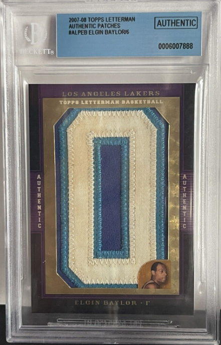 2007-08 Topps Letterman Authentic Patches Elgin Baylor Lakers GU Letter 1/1  Rookie Card