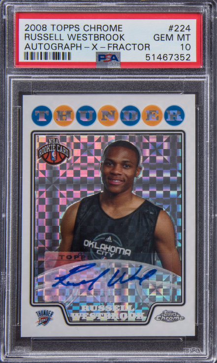 2008-09 Topps Chrome X-Fractor Autograph Russell Westbrook Signed Rookie Card