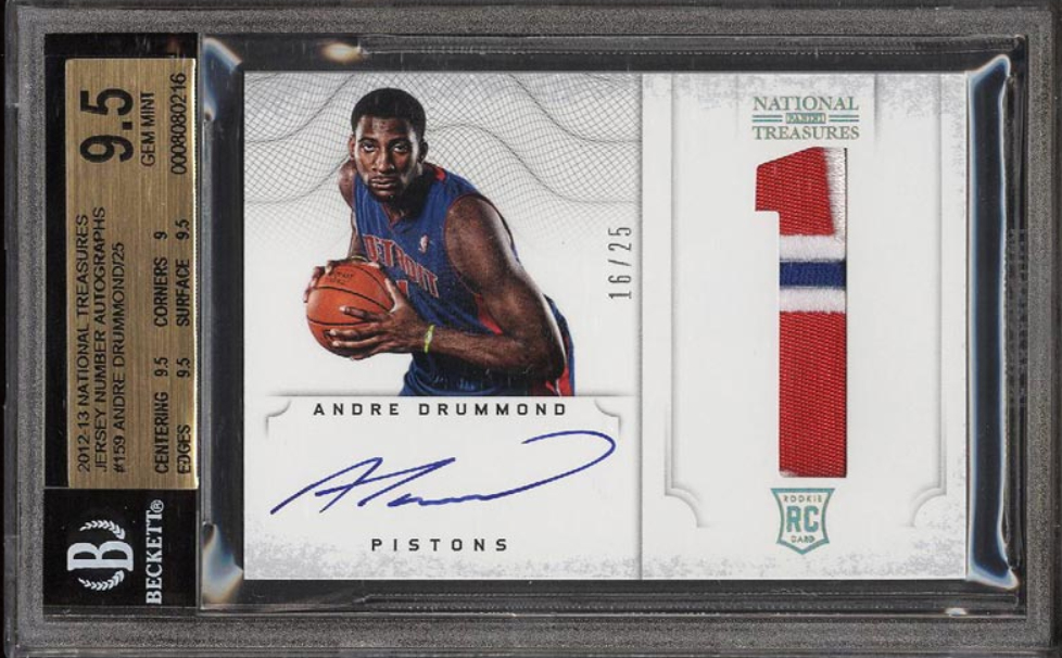 2012 National Treasures Number Andre Drummond ROOKIE RC AUTO