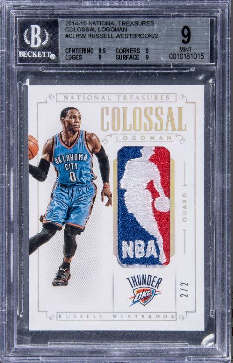 2014-15 Panini National Treasures Colossal Logoman Russell Westbrook Logoman Patch Card 