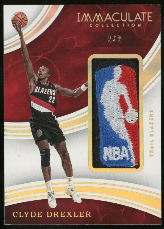 2015-16 Immaculate Clyde Drexler Hof GU NBA Logoman Patch Trail Blazers Rookie Card