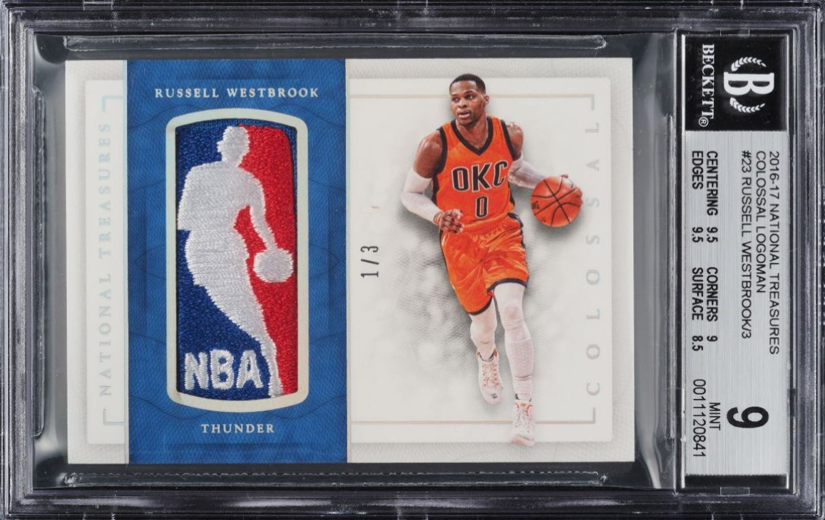 2016 National Treasures Colossal Russell Westbrook Logoman Patch  Rookie Card