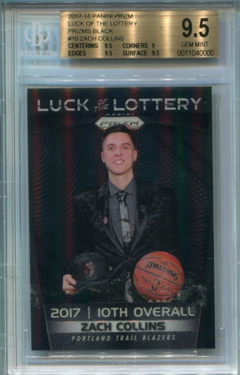 2017-18 Prizm Zach Collins Luck of the Lottery Prizms Black 1/1 One of One