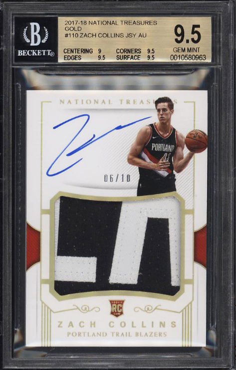 2017 National Treasures Gold Zach Collins Rookie Auto Patch