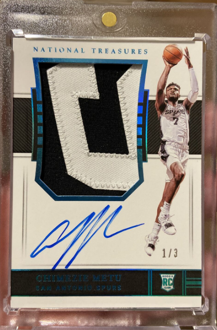 2018-19 National Treasures Chimezie Metu FOTL Blue Rookie Patch Auto