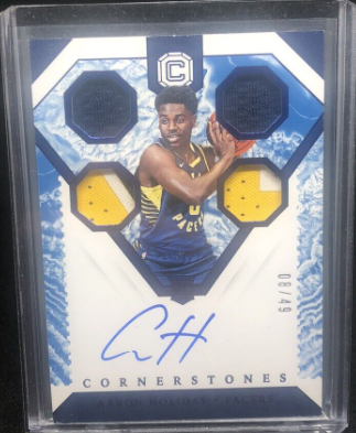 2018-19 Panini Cornerstones Basketball Aaron Holiday Quartz Jersey Auto 