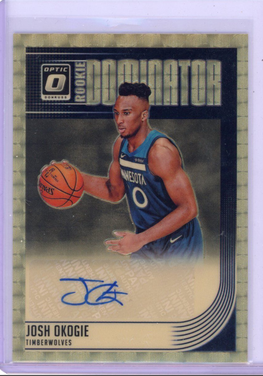 2018-19 Panini Optic Josh Okogie RC Rookie Dominators Auto Gold Vinyl 1/1