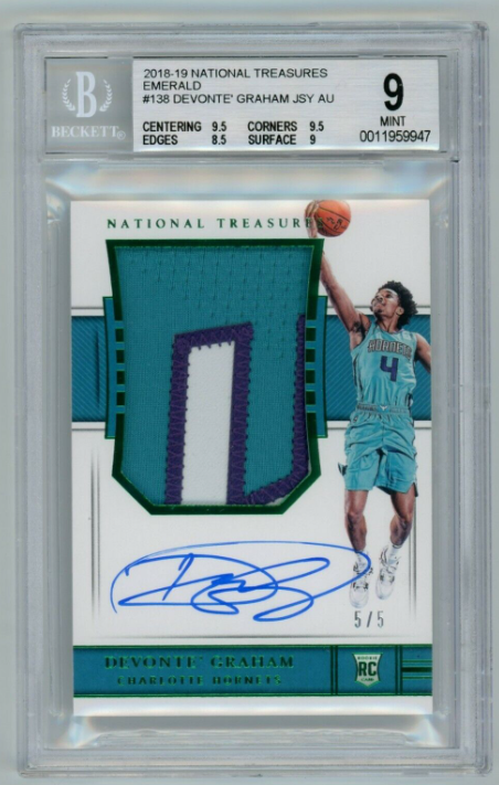 2018 National Treasures Devonte Graham Rookie Patch Auto