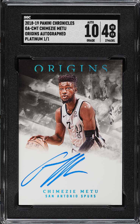 2018 Panini Chronicles Origins Platinum Chimezie Metu AUTO 1/1