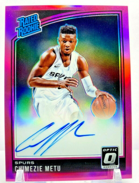 2018 Panini Optic Rated Rookie Pink Auto Chimezie Metu San Antonio Spurs Rookie Card