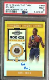 2019-20 Contenders Optic Gold Rookie Ticket Bol Bol Rc Auto Jersey