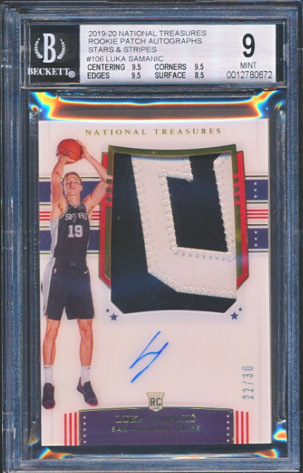 2019-20 National Treasures Luka Samanic Rookie Patch Auto RC 