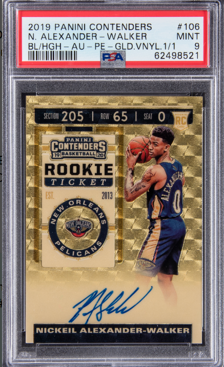 2019-20 Panini Contenders Autograph Premium Edition Gold Vinyl Nickeil Alexander-Walker Signed Rookie Card 