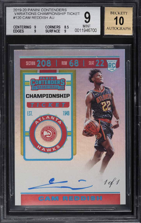 2019-20 Panini Contenders Championship Cam Reddish Rookie Auto 1/1