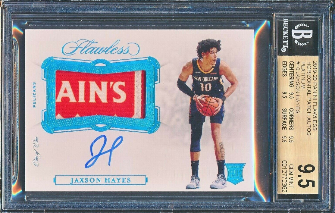 2019-20 Panini Flawless Jaxson Hayes Rookie Patch Auto Platinum 1/1