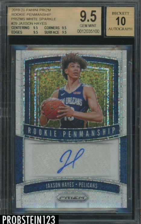 2019-20 Panini White Sparkle Prizm Jaxson Hayes RC Rookie AUTO 1/1