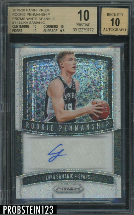 2019-20 Panini White Sparkle Prizm Luka Samanic RC AUTO 1/1