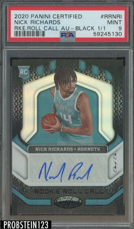 2020-21 Certified Black Rookie Roll Call Nick Richards RC AUTO 1/1