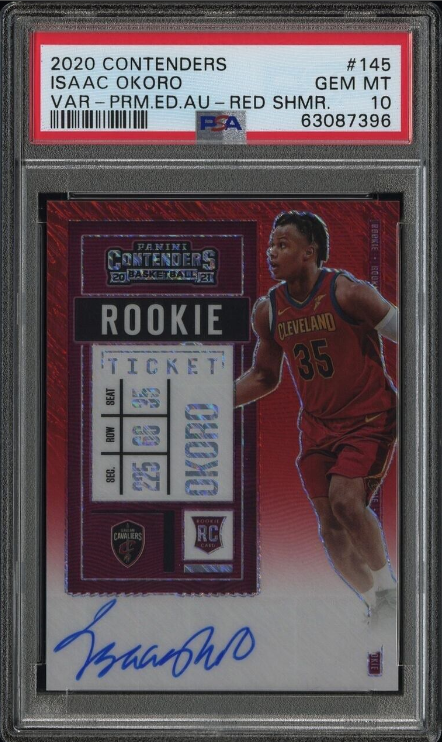 2020-21 Contenders Isaac Okoro Red Shimmer Rookie Auto