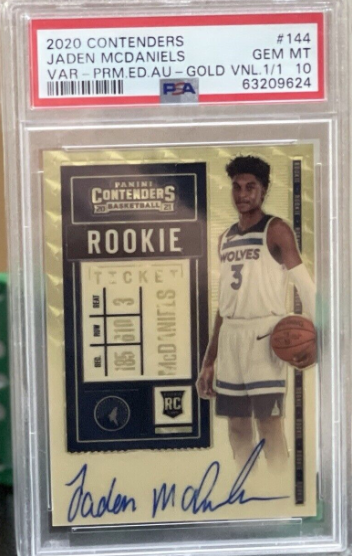 2020-21 Contenders Jaden McDaniels Rookie Auto GOLD VINYL 1/1 