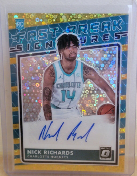 2020-21 Donruss Optic Nick Richards Fast Break Signatures GOLD Disco Auto