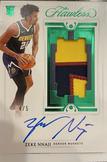 2020-21 Flawless Emerald Zeke Nnaji Rookie Patch Auto