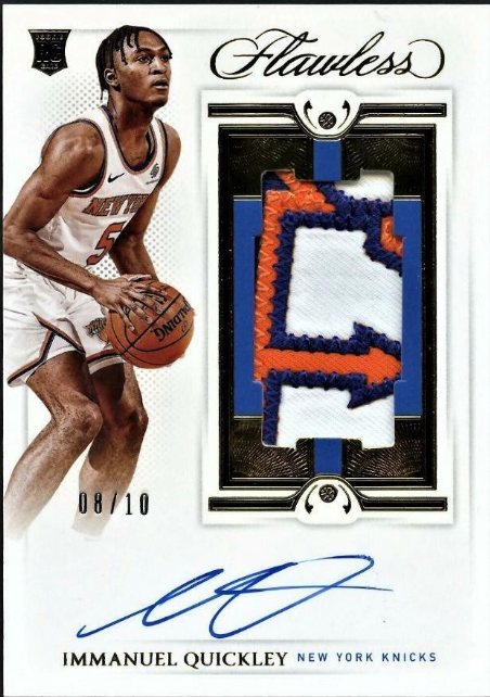 2020-21 Flawless Gold Immanuel Quickley 3-Color Game Used Rpa Patch Auto Rc