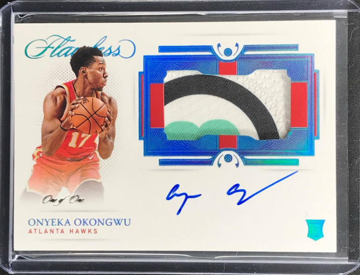 2020-21 Flawless Onyeka Okongwu Horizontal Rookie Patch Auto Platinum 1/1