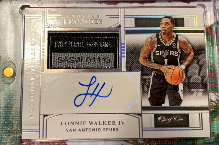 2020-21 Lakers National Treasures One of 1/1 Lonnie Walker IV Tag Patch Auto