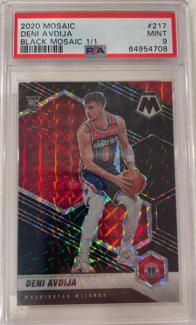 2020-21 Mosaic Deni Avdija Black Mosaic One of One 1/1 Rookie Card