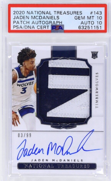 2020-21 National Treasures Jaden McDaniels RC Auto