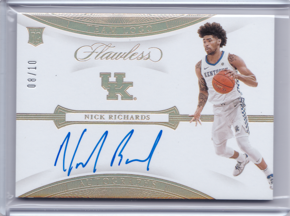 2020-21 Panini Flawless Collegiate Nick Richards Gold Auto Autograph Rc