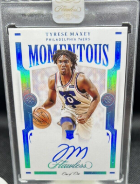 2020-21 Panini Flawless Momentous Tyrese Maxey RC on Card Auto One of One 1/1 