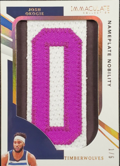 2020-21 Panini Immaculate Josh Okogie Nameplate Nobility Jersey Patch Rookie Card