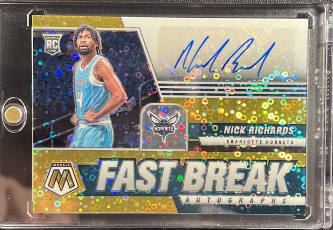 2020-21 Panini Mosaic Fast Break Gold Nick Richards Auto First Print 1/1