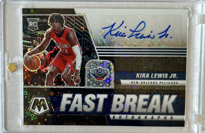 2020-21 Panini Mosaic Fast Break Kira Lewis Jr Auto RC FB-KLJ Pelicans Prizm 1/1