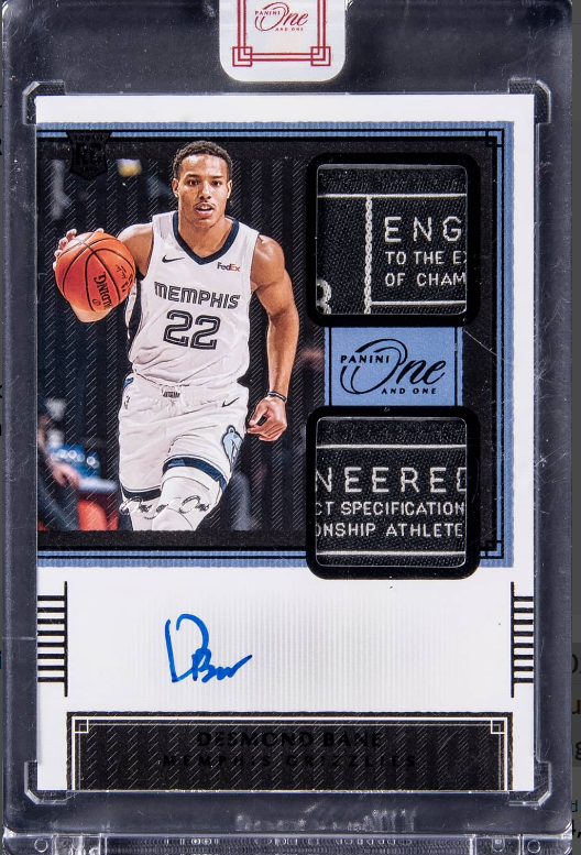 2020-21 Panini One And One Rookie Dual Jersey Autographs Black Desmond Bane Signed Laundry Tag Patch Rookie Card