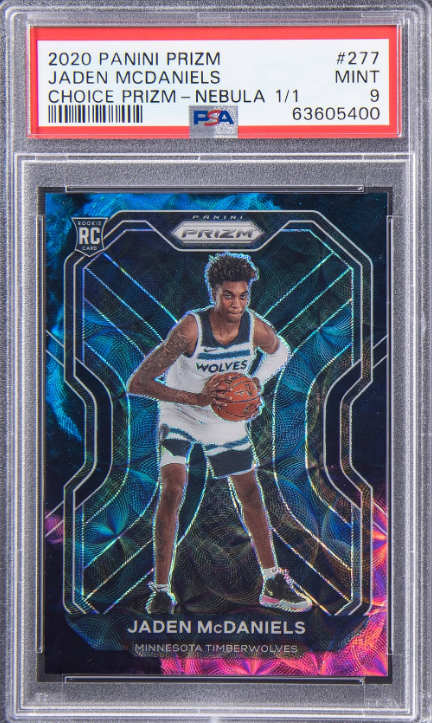 2020-21 Panini Prizm Choice Prizm Nebula Jaden McDaniels Rookie Card 