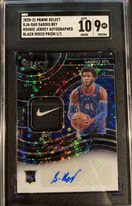 2020-21 Panini Select Saddiq Bey RPA Black Disco Prizm "1 of 1 Rookie card