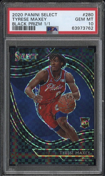 2020-21 Select Tyrese Maxey Courtside Black Prizm 1/1 RC