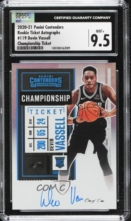 2020 Contenders Championship Ticket 1/1 Devin Vassell Rookie Auto RC