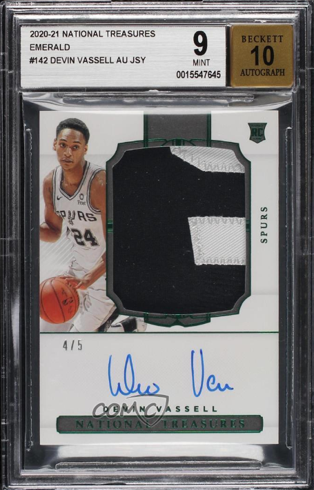 2020 National Treasures Emerald Devin Vassell Rookie Patch Auto RC