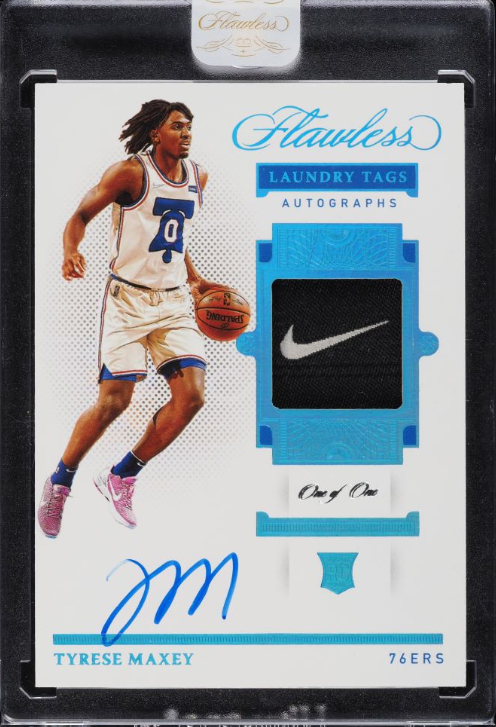 2020 Panini Flawless Platinum Tyrese Maxey Rookie Nike Patch Auto 1/1