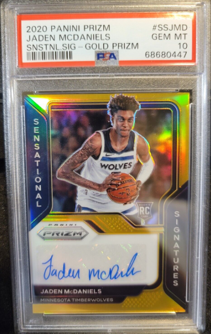 2020 Panini Prizm Jaden McDaniels Sensational Signatures Gold Rookie