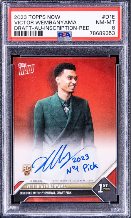 2023 Topps Now Draft Autographs Inscription Red Victor Wembanyama Signed, Inscribed Rookie Card