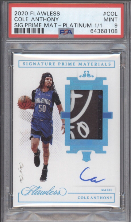 Cole Anthony 2020 Panini Flawless Rookie Logo Patch Auto Platinum 1/1