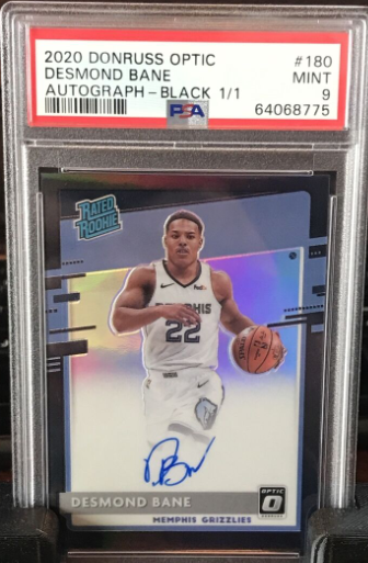 Desmond Bane 2020-21 Optic Rated Rookie Black Auto 1/1 Rookie Card