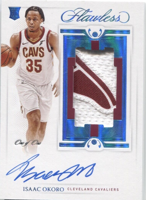 Isaac Okoro 2020-21 Panini Flawless Rookie Patch Auto Platinum 1/1